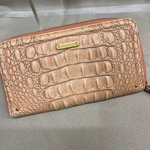 Brahmin Dusty Pink/Grey Leather Croc Zip Wallet